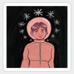 Pink Space Girl Sticker